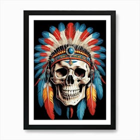 Skull Indian Headdress (21) Art Print