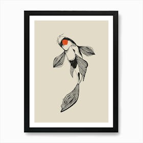 Koi Fish Linocut Style 1 Art Print