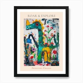 Abstract Dinosaur In The Garden 2 Poster Art Print