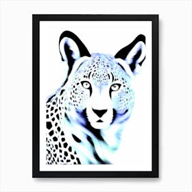 leopard linocut Illustration Art Print