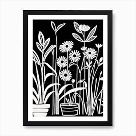 Lion cut inspired Black and white Garden plants & flowers art, Gardening art, 233 Art Print