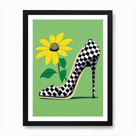 Step with Style: Women, Sneakers, and yellow-green Flowers Art Print