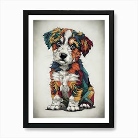 Colorful Puppy Canvas Print Art Print