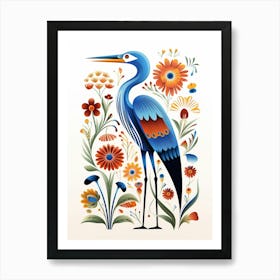 Scandinavian Bird Illustration Great Blue Heron 7 Art Print