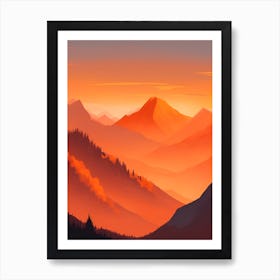 Misty Mountains Vertical Composition In Orange Tone 72 Art Print