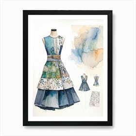 A Watercolor Illustration Brought To Life In A Detailed Sketch Of A Frock Composed Entirely From Re 1 Art Print