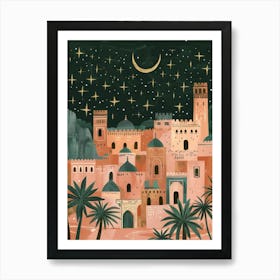 Moroccan City At Night 1 Art Print