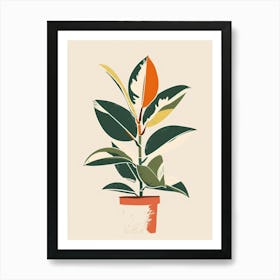 Rubber Plant Minimalist Illustration 8 Art Print