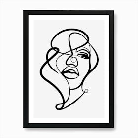 Portrait Of A Woman, Minimal Line Art Art Print