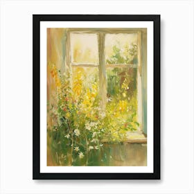 Bird Of Paradise Flowers On A Cottage Window 4 Art Print