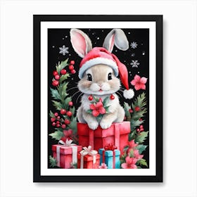 Little Christmas Bunny Gifts Art Print