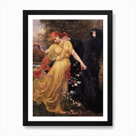 At the First Touch of Winter Summer Fades Away 1897 by Valentine Cameron Prinsep - Witchy Goddess Fairytale Pagan Mythology Yellow Dress Witch Occult Beautiful Remastered HD Art Print