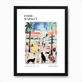 The Food Market In Copenhagen 5 Illustration Poster Art Print