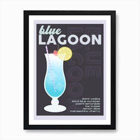Grey Blue Lagoon Cocktail Art Print