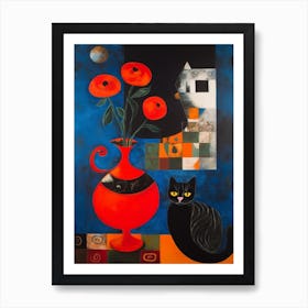 Ranunculus With A Cat 3 Surreal Joan Miro Style  Art Print