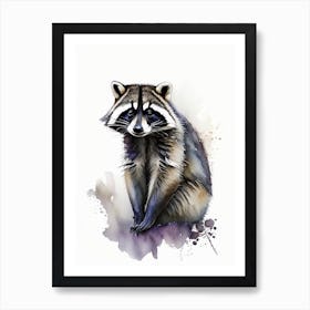 Common Raccoon Cute Neon Art Print