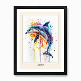 Dolphin Colourful Watercolour 3 Poster Art Print