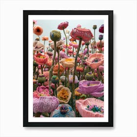 Poppies Knitted In Crochet 2 Art Print