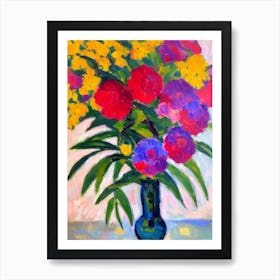 Goldenrod Floral Abstract Block Colour 2 Flower Art Print