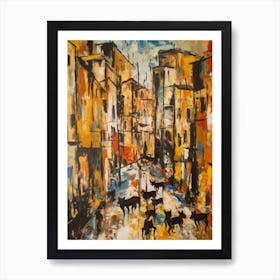 Painting Of A Venice With A Cat In The Style Of Abstract Expressionism, Pollock Style 1 Art Print