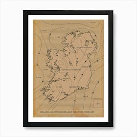 Weather Map Of Ireland & Northern Ireland Art Print