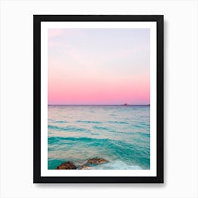 Cala Salada, Ibiza, Spain Pink Photography 1 Art Print