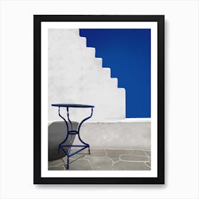 The Little Blue Table Santorini Art Print