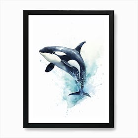 Blue Watercolour Painting Style Of Orca Whale  9 Art Print