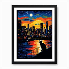 Bangkok, Thailand Skyline With A Cat 3 Art Print