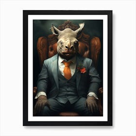 Rhino In A Suit 1 Art Print