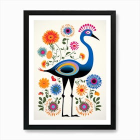 Scandinavian Bird Illustration Ostrich 5 Art Print