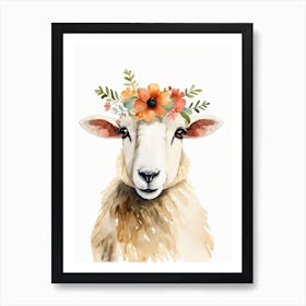 Baby Blacknose Sheep Flower Crown Bowties Animal Nursery Wall Art Print (22) Art Print