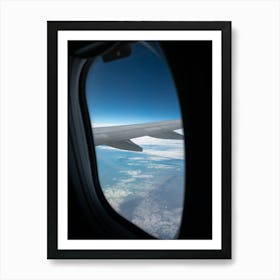 Window seat, coastal airplane view of Ile d'Yeu - France coast - ocean travel photography by Christa Stroo Photography Art Print