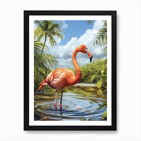 Greater Flamingo Kenya Tropical Illustration 2 Art Print
