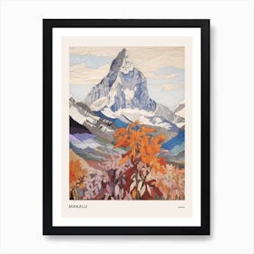 Makalu Nepal 2 Colourful Mountain Illustration Poster Art Print