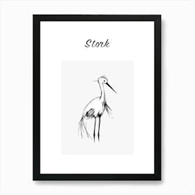 B&W Stork Poster Art Print