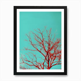 Red Tree Against Blue Sky 4 Art Print