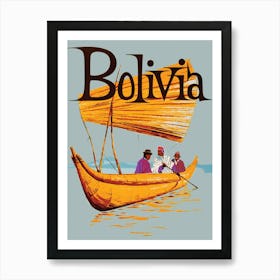 Bolivia, Fishermen, In Traditional Boat Art Print