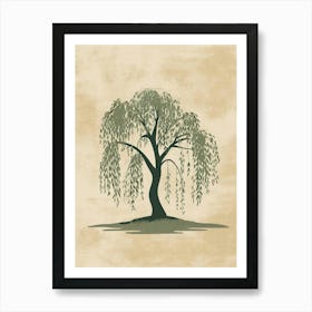 Willow Tree Minimal Japandi Illustration 1 Art Print