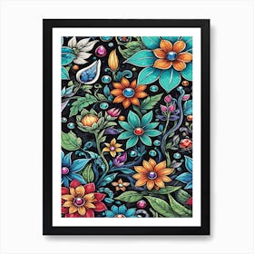 Jewels flowers Art Print