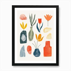 Abstract Objects Collection Flat Illustration 3 Art Print