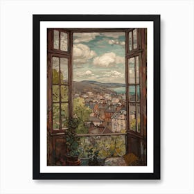 Window View Of Edinburgh Scotland In The Style Of William Morris 1 Art Print