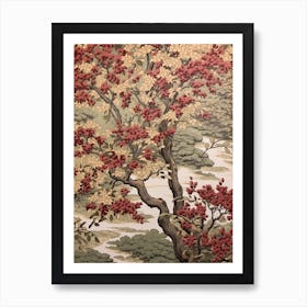 Cherry 2 Vintage Autumn Tree Print  Art Print