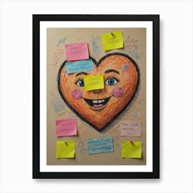 Heart With Post It Notes Art Print