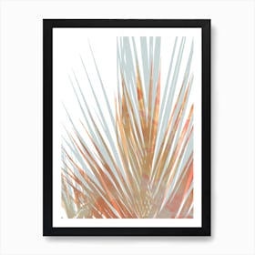 Coral Steel Blue Palm Art Print