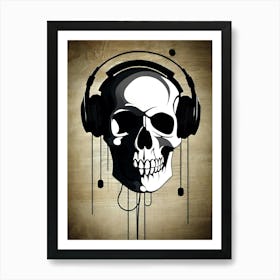 Skull With Headphones 111 Art Print