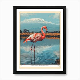 Greater Flamingo African Rift Valley Tanzania Tropical Illustration 5 Poster Art Print