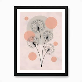 Whispers of the Wind: Dandelion Dreamscape in Soft Blues and Grays Art Print