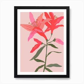 Tropical Red Lilies Art Print