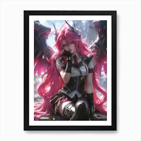 Pink Haired Girl Art Print